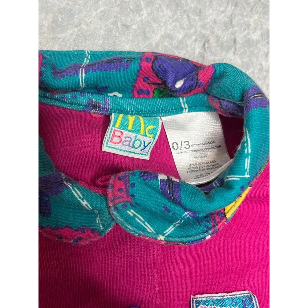 Vintage McBaby fruit pear Pink Bodysuit 0-3 Months 90s unique rare ‎ collared